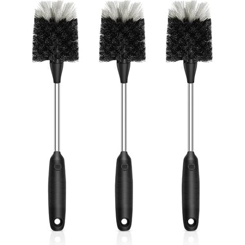 SetSail Bottle Brush of 3 Pack, 13-in Long Stainless Steel Handle Water Bottle Cleaner Brush Non-Slip Grip Bottle Brushes for Cleaning Water Bottles Sport Bottles Coffee Mugs Glasswares Cups, Black