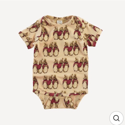 short sleeve lap neck bodysuit | baby bunnies | bamboo