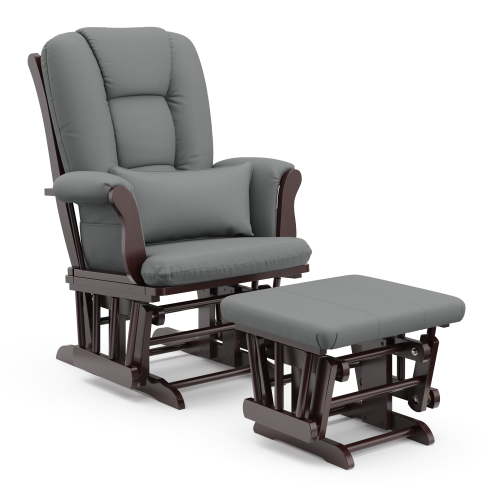 Storkcraft Tuscany Infant Nursery Glider & Ottoman Espresso with Gray