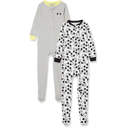 Amazon Essentials Disney Family Matching Pajama Sleep Sets - Kids & Baby - 2T - Mickey Moods - Footed Sleeper