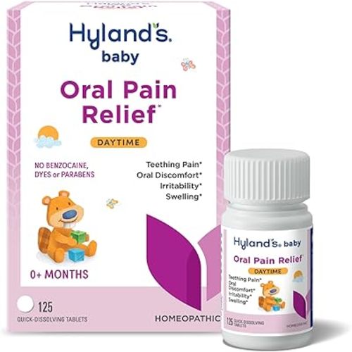 Hyland's Baby Daytime Oral Pain Relief Tablets - 125-Count, Up to 62 Doses - Baby and Toddler Soothing Tablets with Chamomile for Discomfort, Irritability & Swelling