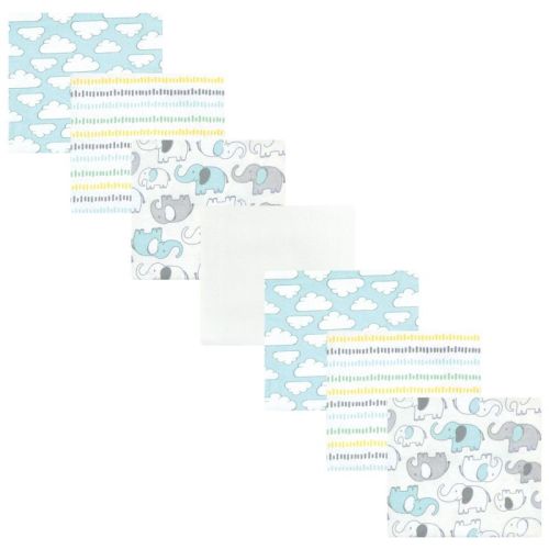 Hudson Baby Cotton Flannel Receiving Blankets Bundle, Neutral New Elephant, One Size