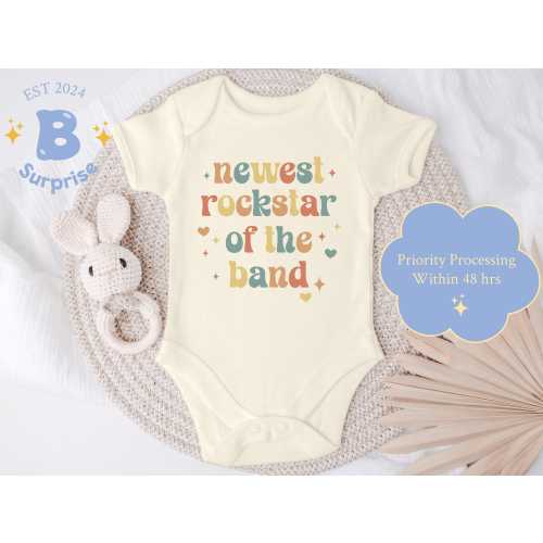 Newest Rockstar of the Band Girl Onesie® - Boho Music Bodysuit - Baby Shower Gift