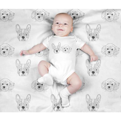Custom Pet Portrait Baby Blanket, Custom Dog Portrait Swaddle Blanket Set, Newborn Photo Prop, Cute Dog Cat Rabbit Swaddle Set for Boy, Girl