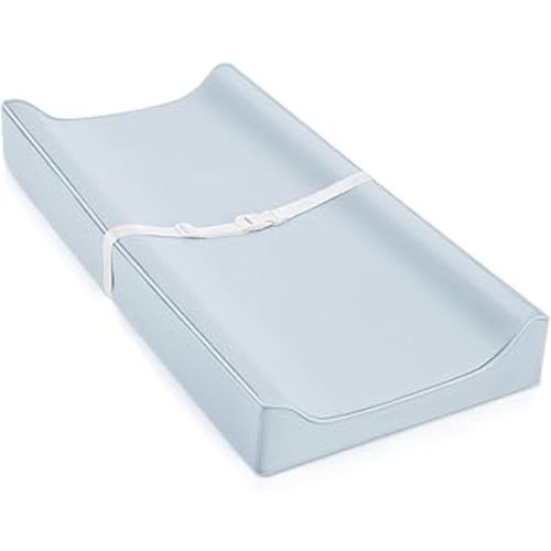 Vegan Leather Changing Pad Cover with Zipper - 31"X 16" - Waterproof Wipeable, Extra Thick & Portable & Non-Slip Diaper Mat - Fits Standard Changing Tables (Blue)