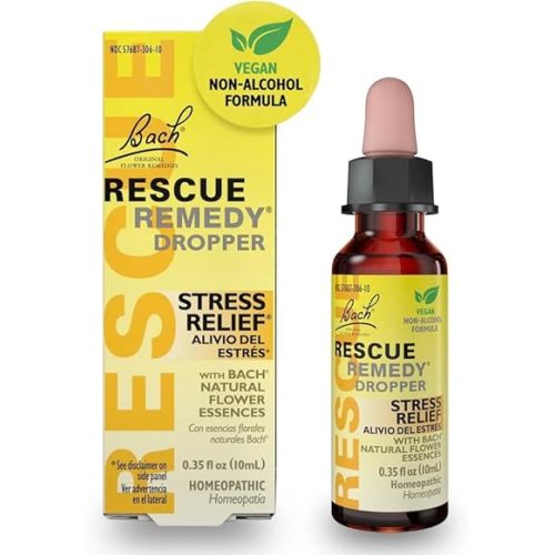 RESCUE Bach Remedy Dropper 10mL, Natural Stress Relief, Homeopathic Flower Essence, Vegan, Gluten & Sugar-Free, Non-Habit Forming (Non-Alcohol Formula)