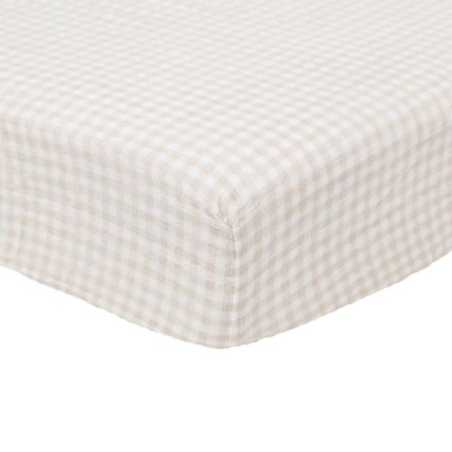 Little Unicorn Cotton Muslin Crib Sheet - Tan Gingham