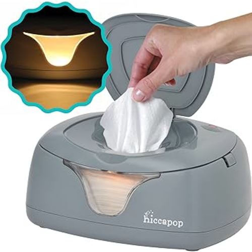 hiccapop Baby Wipe Warmer and Baby Wet Wipes Dispenser | Baby Wipes Warmer for Babies | Diaper Wipe Warmer with Changing Light | Baby Essentials