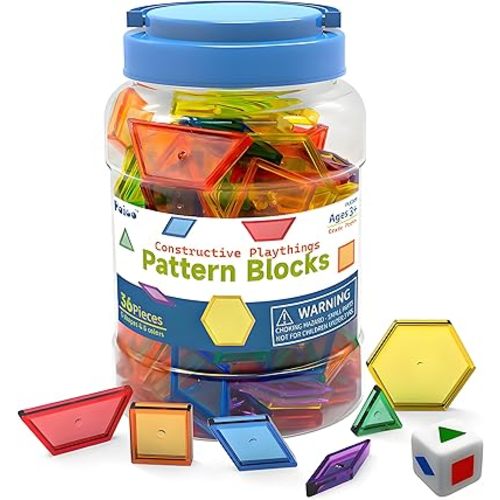 Translucent Pattern Blocks for Classroom 140 Pcs Kids Light Table Manipulatives Toys Education Learning Geometric Shapes