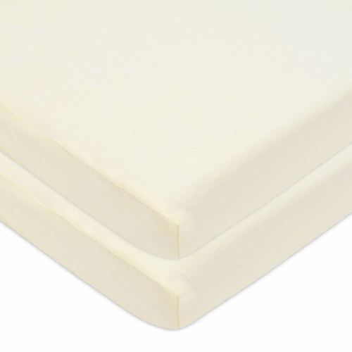 American Baby Company 2 Pack 100% Natural Cotton Fitted Mini Crib Sheets 38" x 24" - Soft & Breathable Small Nesting Portable Sheets, Fits Pack N Play Mattresses, Cream, for Boys & Girls