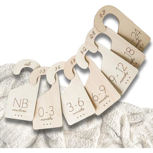 Baby Closet Size Dividers Baby Closet Organizer – White Loft Thick Birch Baby Closet Dividers from Newborn to 24 Months – Timeless Etched Design for Any Nursery Decor (Set of 7)