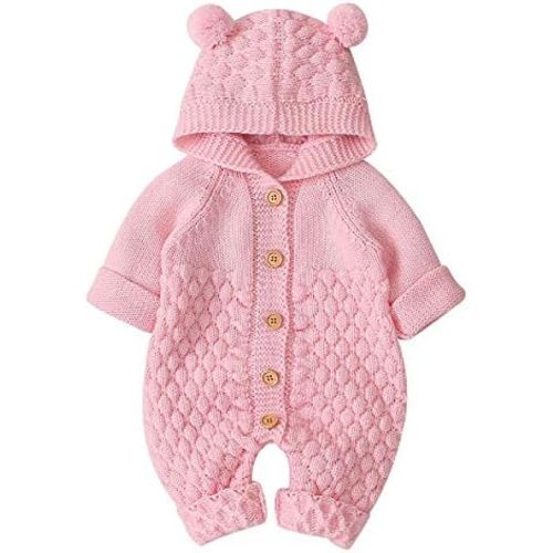 Camidy Baby Boy Girl Knitted Romper Outfits Infant Hoodie Sweater Bear Jumpsuit Overalls One-piece Bodysuit Outerwear