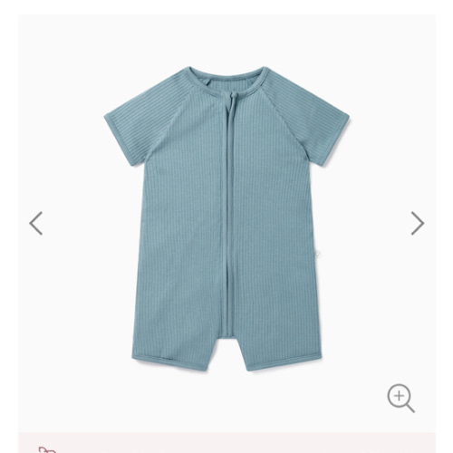 Ribbed Zip Summer Sleepsuit Ribbed Blue, 3-6 mo