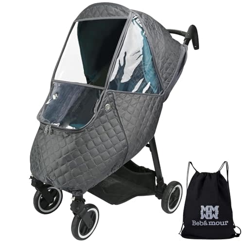 Bebamour Stroller Rain Cover,Universal Stroller Accessory,Waterproof,Windproof Protection,Protect from Dust Snow,Baby Travel Weather Shield (Dark Grey)
