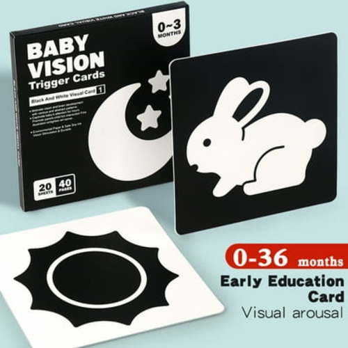 NIBOLOG Baby Black White Cards Infants High Contrast Flash Card 0-3 Months Newborns Visual Stimulation Brain Sensory Development Paper Card Toy