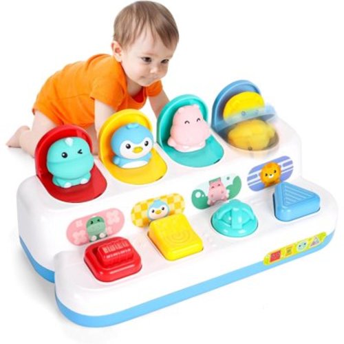 Style-Carry Interactive Activity Toy for Babies, Cause and Effect Toys, Montessori Toy for 6-12 Months Boys Girls, Activity Center Toy Cute Animal Learning Game