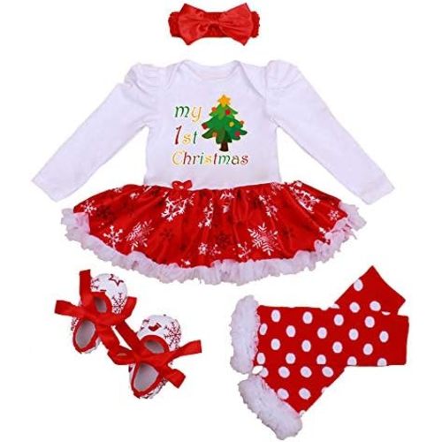 Winmany Newborn Baby Girls Christmas Romper Tutu Dress Outfit Headband Leg Warmer Shoes