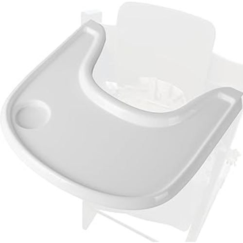 Baby High Chair Tray Compatible with Stokke Tripp Trapp Chair with Cup Holder - Smooth Surface and Strong Suction - Made with Food-Safe Plastic (BPA BPS BPF Lead and Phthalate Free) - White