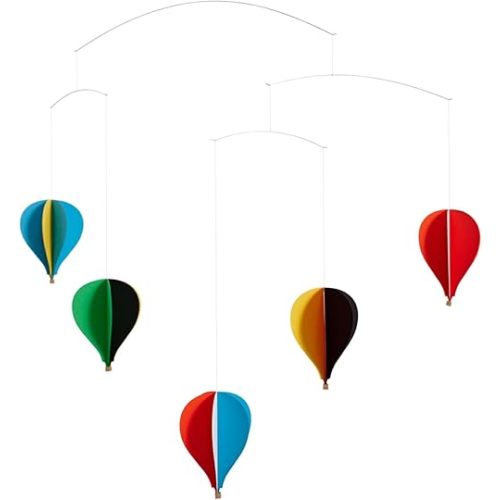 Flensted Mobiles 5 Balloon Hanging Nursery Mobile - 26 Inches - Premium-Grade Cardstock