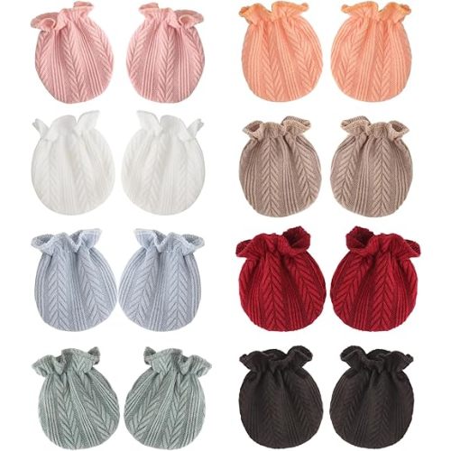 BQUBO Newborn Infant Toddler Mittens No Scratch Cotton Elastic Wrist Gloves Hypoallergenic for 0-6 Months Baby Boys Girls