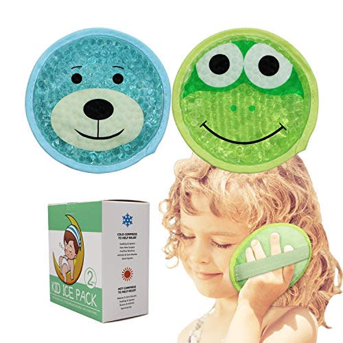 Large Kids Boo Boo Ice Pack,2 Packs Cute Heat Cold Gel Beads Packs for Kid's Fever,Pain Relief,Wisdom Teeth,First Aid and Neck, Head, Arms, Legs Injuries.