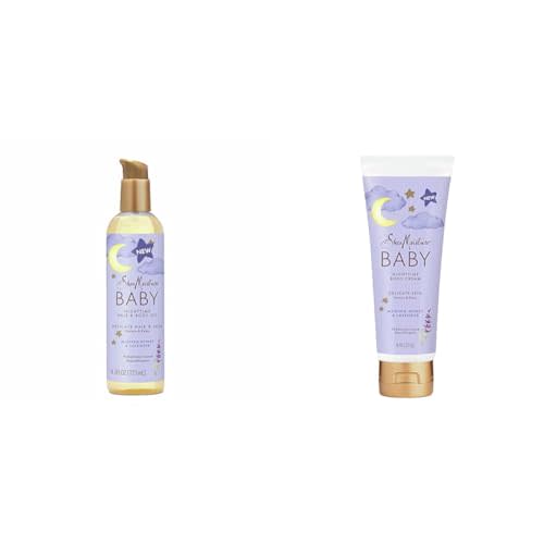 SheaMoisture Baby Manuka Honey & Lavender 4.1 oz Hair and Body Oil and 8 oz Body Cream Nighttime Hair & Skin Care