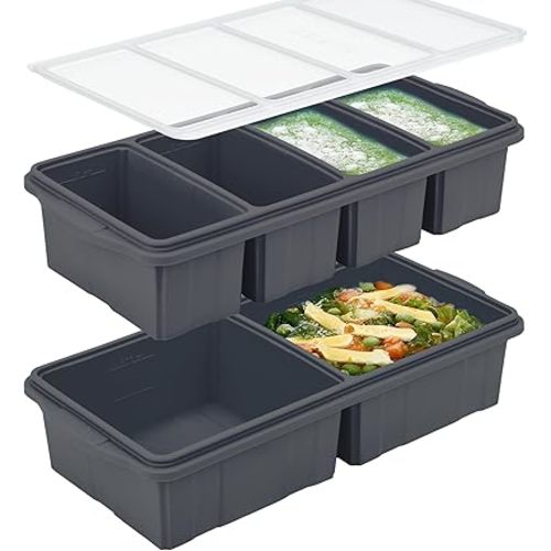 Silicone Freezer Tray With Lid-Soup Freezer Container molds-Large Ice Cube Tray Set Makes 1-Cup & 2-Cup portions cubes Perfect for preparing meals in different portion sizes Oven & Dishwasher -Safe