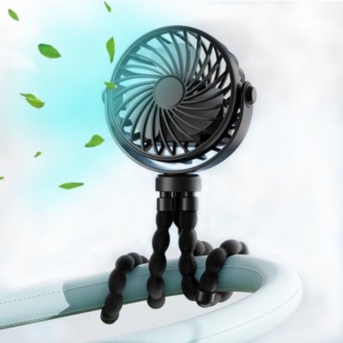Portable Baby Stroller Fan - Personal Handheld Fan for Car Seat Crib Treadmill Travel - Black