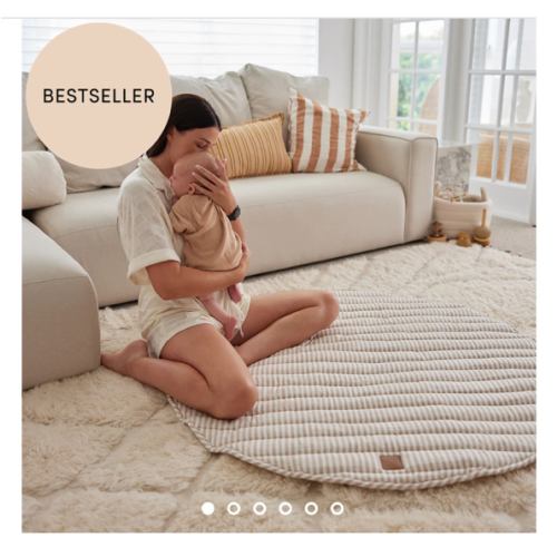 Natural Stripe Linen Baby Play Mat