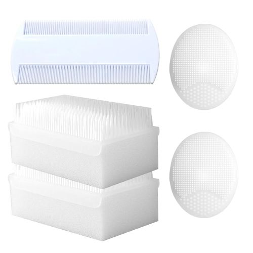 Cradle Cap Brush for Babies, 5Pcs Cradle Cap Treatment Set with Soft Bristle Brushes Silicone Scrubber Fine-Tooth Comb for Newborn Bathing Essentials Baby Brush and Comb Set (White)