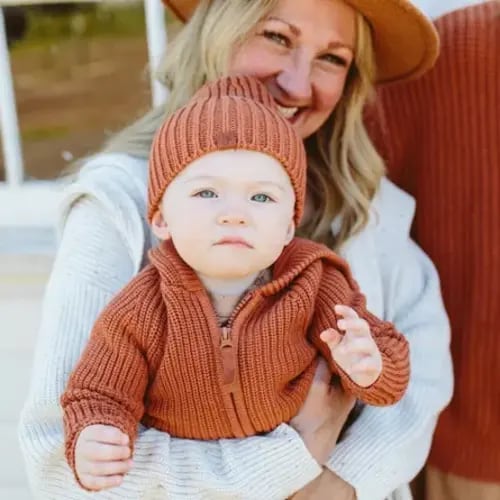 Goumikids Baby Knit Organic Cotton Beanie - Clay 0-12m
