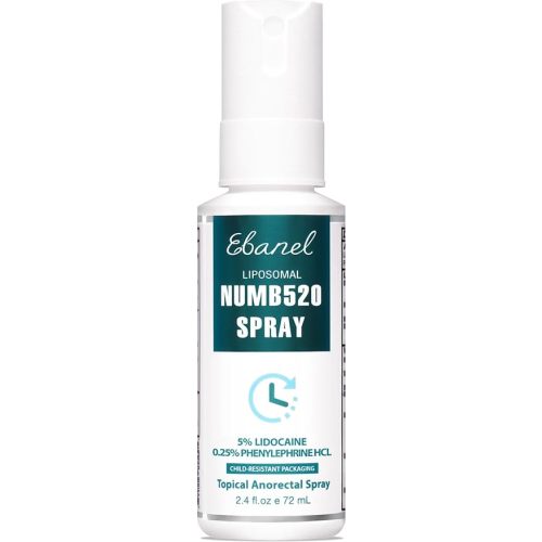 Ebanel 5% Lidocaine Spray Pain Relief Numb520 Burn Itch Relief Numbing Spray for Skin, Topical Anesthetic Postpartum Hemorrhoid Treatment with Phenylephrine for Local and Anorectal Uses
