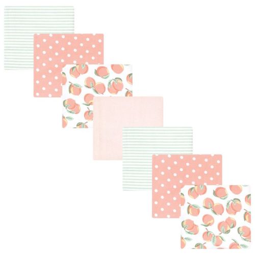 Little Treasure Hudson Baby Girls Cotton Poly Flannel Receiving Blankets Multipack, Pink Sweet Peach, 30x30 inches