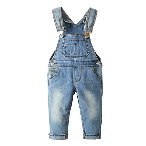 KIDSCOOL SPACE Baby Toddler 2 Buttons Adjustable Straps Fashion Jean Overall