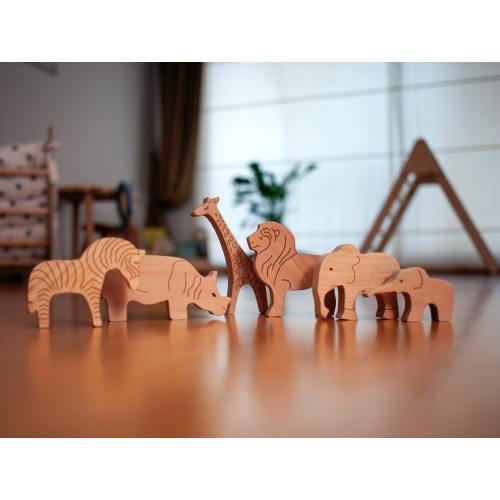 Wooden Safari Toys for Baby, Jungle Animals for Imaginative Play, Child Gift Boys and Girls for Easter