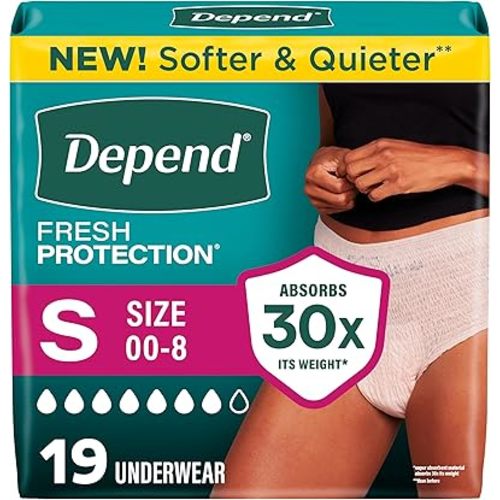 Depend Fresh Protection Adult Diapers for Women, Small, 19 Count