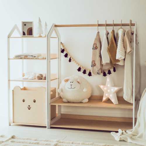 Clothing Frame Rack For Baby Girl, Display Child Wardrobe, Open Shelves Nursery, Kids Clothes Storage,Child Size Furniture,Custom Kids Rack