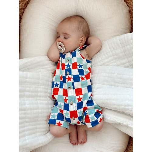 Red, White & Blue Checkerboard / Organic Bay Shortie