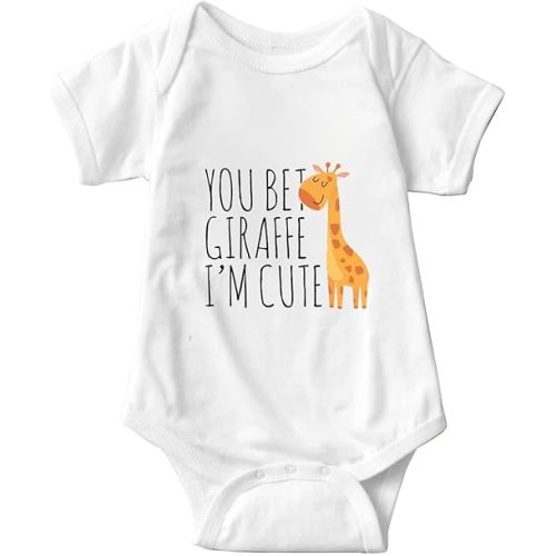You Bet Giraffe I'm Cute Baby Onesie Giraffe Baby Clothes Newborn Giraffe Bodysuits Infant Boys Girls 0-12 Months