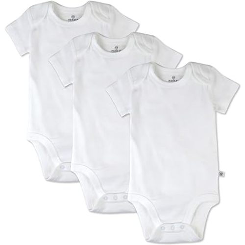 HonestBaby 3-pack Short Sleeve Bodysuits One-piece 100% Organic Cotton for Infant Baby Boys, Girls, Unisex