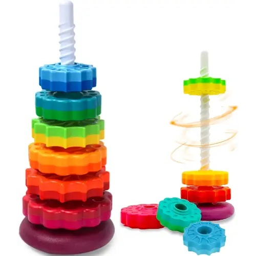 Baby Spinning Toy, Stacking Toy for Babies and Toddlers, Educational Toddler Learning Toys, Rainbow Spinning Wheel Toy for Focus, Dexterity, Brain Development, Interactive Learning stacking toys
