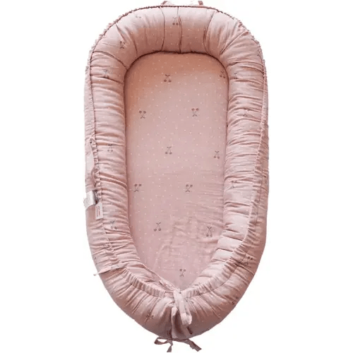 Infant Lounger, Baby Nest Cover for Baby Girls & Boys, Newborn Essentials for Baby 0-12 Months, 100% Cotton Breathable (Cherry_Muslin)