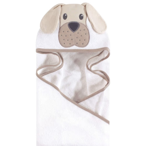 Hudson Baby Unisex Baby Cotton Animal Face Hooded Towel, Tan Puppy, One Size
