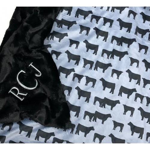 Cow Personalized Blanket Lovey~Farm Black Angus Blanket~Cow Lovie~Farm Nursery Crib Bedding~Baby Gift