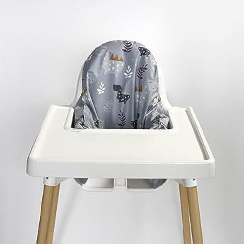 Highchair Cushion Cover for Inflatable Cushion, Compatible for IKEA Antilop Highchair, High Chair Accessories Stain-Proof and Wipeable Cushion Cover (Cushion NOT Included)(Dino Grey)