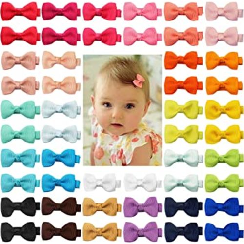 CÉLLOT Baby Hair Clips 50 Pieces 25 Colors in Pairs Baby Girls Fully Lined Baby Bows Hair Pins Tiny 2" Hair Bows Alligator Clips for Girls Infants Toddlers