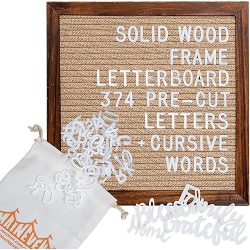 Burlap Letter Board Farmhouse Decor 10x10 Inch - Interchangeable Letter Board Classroom Decor, Farmhouse Office Decor, Farmhouse Letterboard Custom Signs Home Decor Pregnancy Announcement, Farm Décor