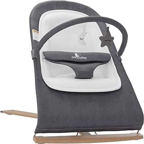 Luxury Baby Bouncer Seat for Infants with Wood Accents - Newborn Bouncer for Babies 0-6 Months Up to 20 lbs - Portable Infant Bouncer - Baby Bouncer Chair - Bouncy Infant Seat with Removable Bar