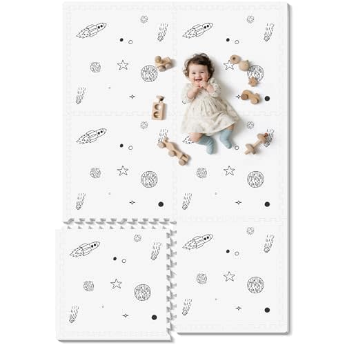 PIGLOG Baby Play Mat, 72x48-Inch Baby Foam Play Mat,6-Piece Interlocking Foam Floor Tiles for Toddlers, Floor Mats for Kids,Baby Foam Play Mat for Babies & Toddlers, Waterproof,Crawling Mat(Space)