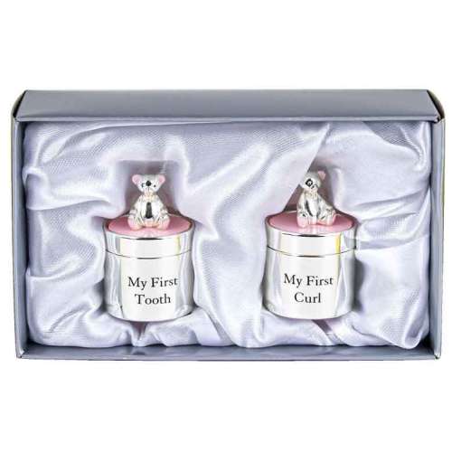 Baby Tooth Keepsake Box First Curl Storage Girl Christening Gifts Silver Present